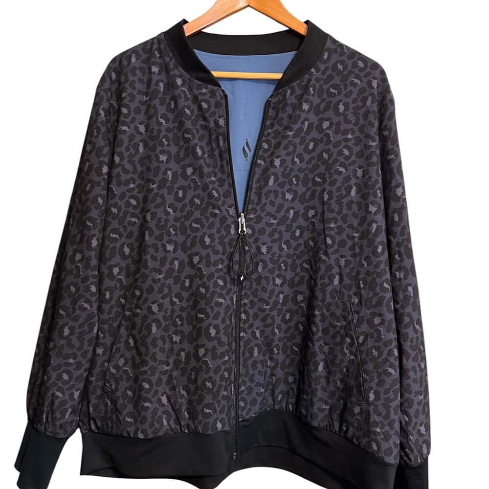 Skechers Black Leopard Print Bomber Jacket